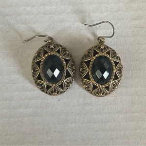 Lucky Brand Vintage Gold Tone Star Black Rhinestone Dangle Women’s  Earrings